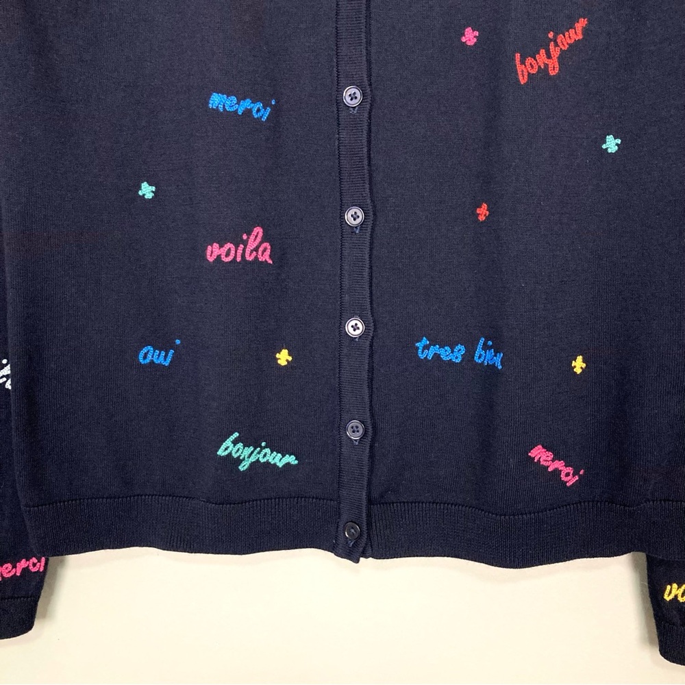 Talbots Charming Embroidered Cardigan Sweater Women’s Size M French Parisian - Picture 4 of 7